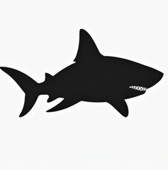 Obraz premium Shark Silhouette: A sleek, black silhouette of a shark dominates, its powerful form and sharp features standing out against the plain, a captivating image that speaks of the ocean's mysteries.