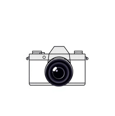 Camera's Eye: An intricately detailed, minimalist line drawing of a classic camera, capturing its elegant form and essential components.