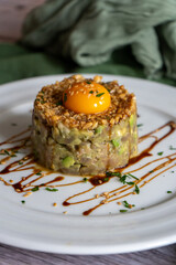 homemade recipe for avocado tartare with egg