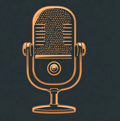 Golden Microphone: A vintage golden microphone is showcased, an emblem of media, voice and broadcasting against a contrasting backdrop.
