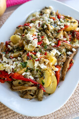 Homemade potato salad recipe with bell pepper and cheese