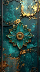 Ornate teal and gold design