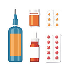 vector illustration of medical syringe and tablets 