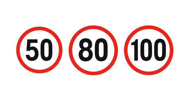 Speed Limit Signs 50, 80, 100 km/h