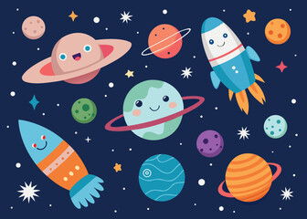 Space background cartoon