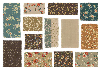 レトロな花柄生地テクスチャ集　温かみのある色合いで構成