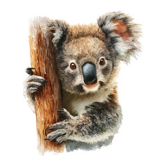 A watercolor painting of Koala, vector illustration on white background.