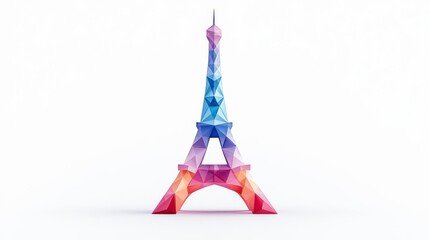A colorful, stylized representation of the Eiffel Tower, showcasing vibrant hues and modern design elements.