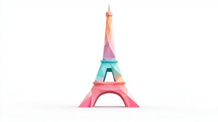 Colorful and artistic representation of the Eiffel Tower showcasing modern design and creativity against a white background.
