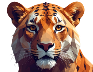 Polygonal animal faces (low-poly), PNG