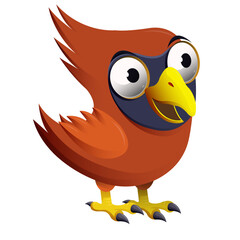 Red whiskered bird icon funny cartoon character design