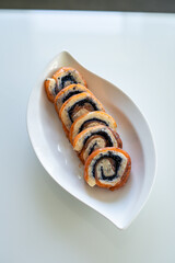 Homemade recipe for salmon and caviar snack roll
