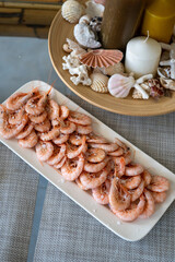 fresh shrimp on a white plate