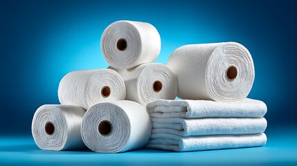 Closeup medical gauze cotton bandage rolls high resolution picture