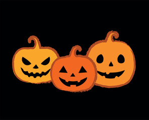 Hand Drawn Halloween Pumpkins Vector for Halloween decorations, invitations and holiday decorations.