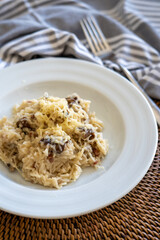 Homemade risotto recipe with mushrooms: