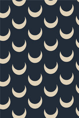 Seamless Crescent Moon Pattern &ndash; Minimal Dark Celestial Design for Fabric, Wallpaper, and Decoration