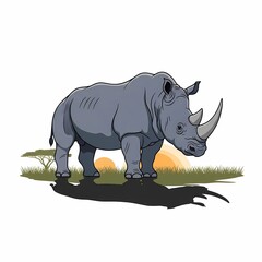 Strong Rhinoceros World Rhino Day Vector Flat Design