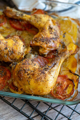 homemade recipe for oven-roasted chicken with vegetables
