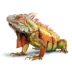 A watercolor painting of Iguana, vector illustration on white background.