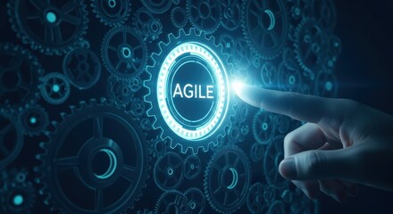 Modern technology interface finger touch agile digital business strategy innovation growth concept