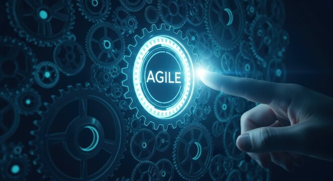 Modern technology interface finger touch agile digital business strategy innovation growth concept