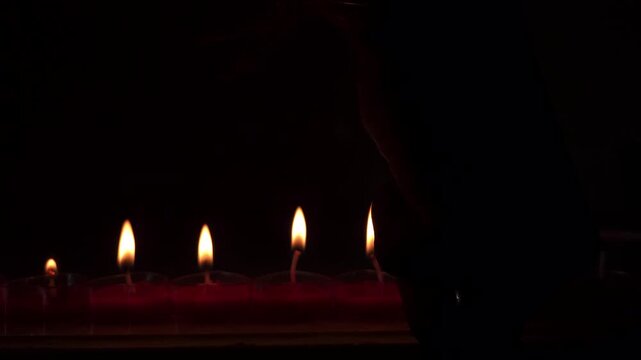 Burning Diyas in a Line