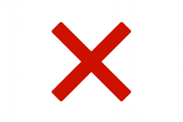 Bold red letter x symbol isolated on transparent background