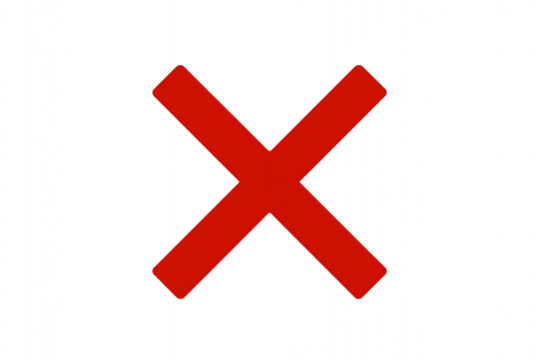 Bold red letter x symbol isolated on transparent background