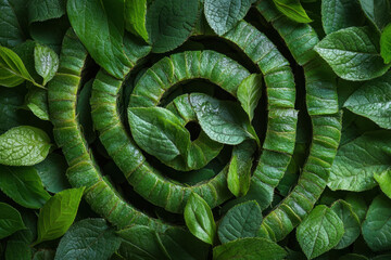 Fototapeta premium Spiral plant with green leaves.