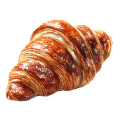 Croissant in watercolor style, vector illustration, isolated on white background.
