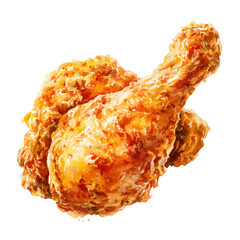 Fried Chicken in watercolor style, vector illustration, isolated on white background.
