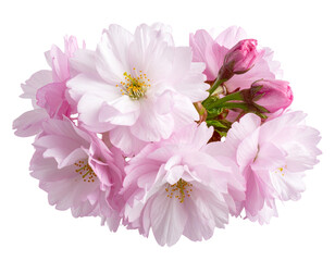  Branch of Sakura Flowers in Full Bloom, Side View, isolated on transparent background png