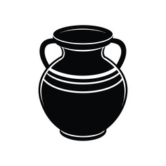 A clay water pot silhouette vector art illustration