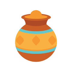 A colorful lovely clay pot vector art illustration