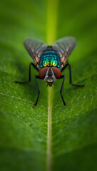 Naklejka premium Detailed Macro Shot of a Bluebottle Fly