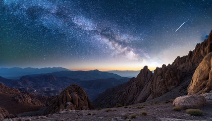 Serene Night In The Zagros Mountains Milky Way Over Rugged Terrain