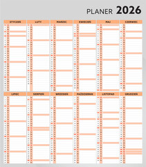 Planer 2026 - kalendarz urlop&oacute;w, cel&oacute;w