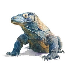Obraz premium Watercolor vector illustration of Komodo Dragon, isolated on white background.