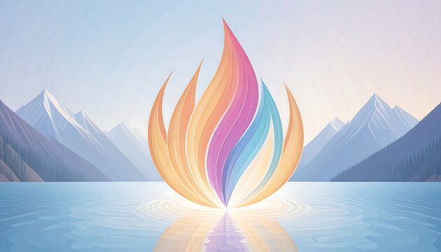 Abstract Flame Reflection on Lake