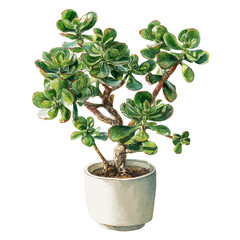 Jade Plant in watercolor style, vector illustration, isolated on white background. © Andrews