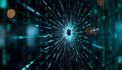 Abstract Representation of Digital Data with Bullet Hole Effect and Binary Elements