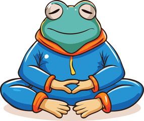 Obraz premium A happy green cartoon frog with a wide smile and a heart is an isolated vector illustration of a cute amphibian character