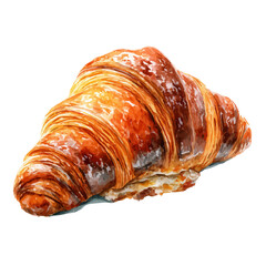 Croissant in watercolor style, vector illustration, isolated on white background.