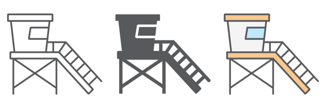 Lifeguard tower icon, tourism and beach, beach lifeguard sign vector graphics, a linear icon on a white background, eps 10.