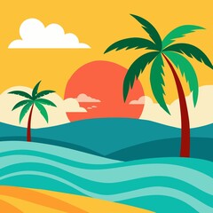 palm trees on the beach vector