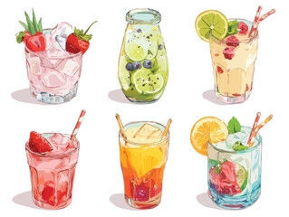summer drinks vector art