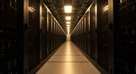 Obraz premium Modern Data Center Corridor