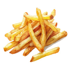 A watercolor painting of French Fries, vector illustration on white background.