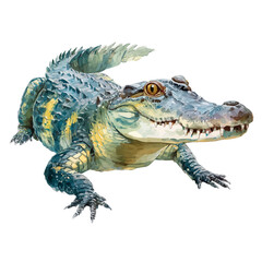 Crocodile, watercolor painting, vector illustration, isolated on a white background.